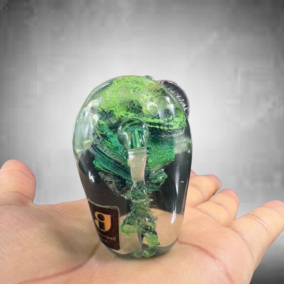 Kerry Glass Elephant Figurine Paperweight Clear Green Swirls Ireland Glass - Picture 15 of 16